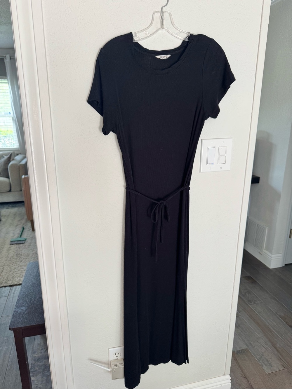 Splendid Shirt sleeve belted ribbed maxi dress, Large